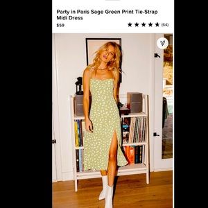 Lulu’s Party in Paris, midi green tie strap dress